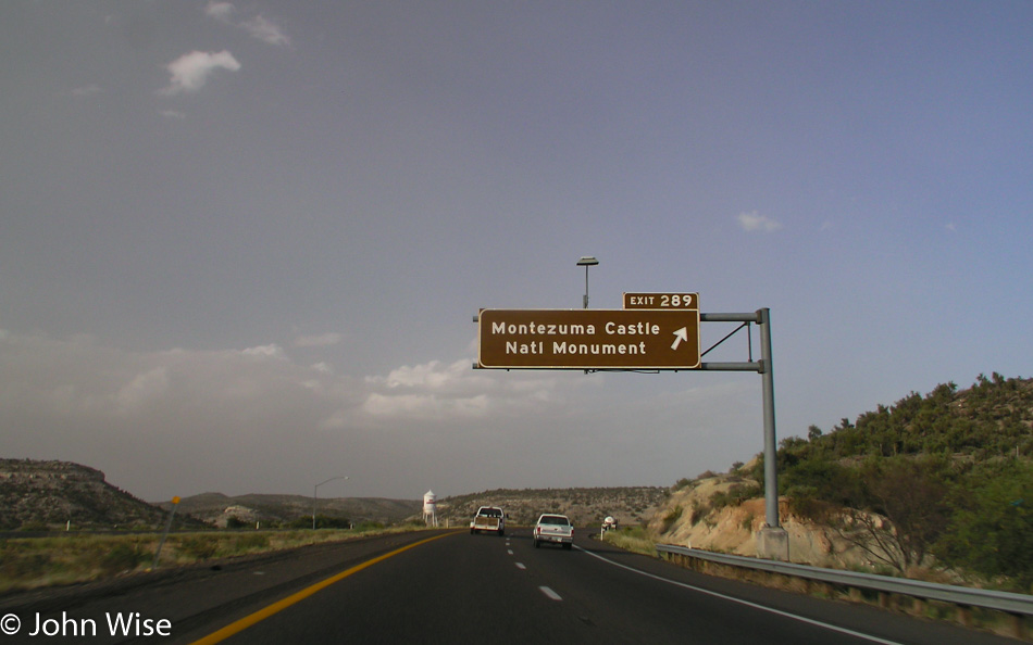 Montezuma Castle off-ramp on the 17 Freeway in Arizona