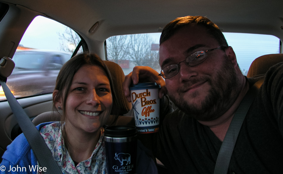 Caroline Wise and John Wise at Dutch Bros in Grants Pass, Oregon