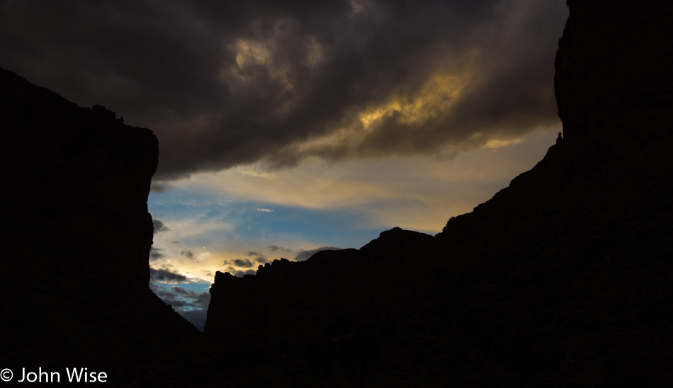 Dusk from the Colorado River in the Grand Canyon