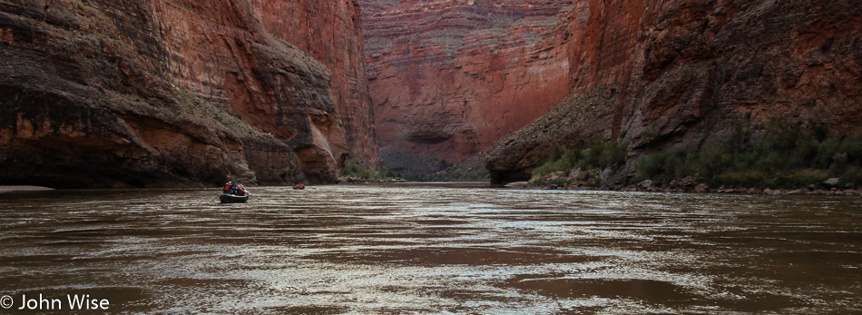 Looking for camp on the Colorado River in the Grand Canyon