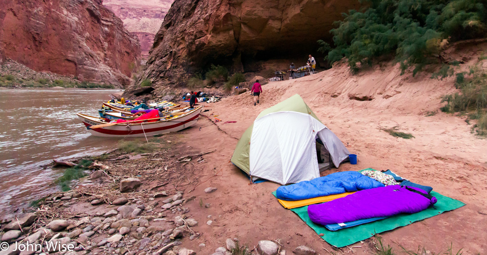 Our home on the Colorado River at Little Redwall Camp in the Grand Canyon