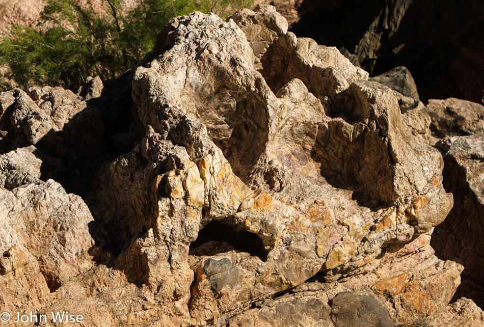 Rock formation next to the Colorado River in the Grand Canyon