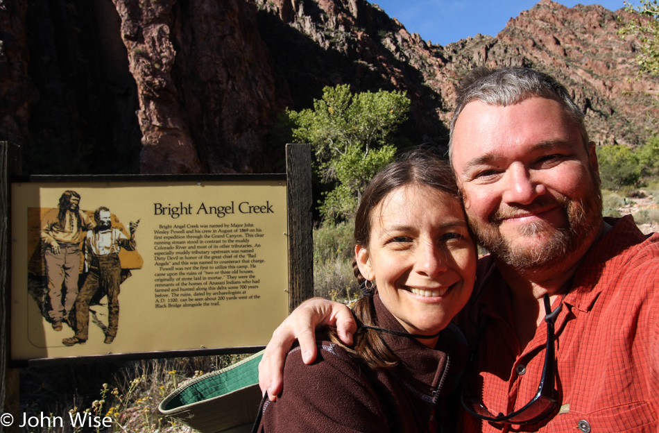 Caroline Wise and John Wise at Phantom Ranch in the Grand Canyon