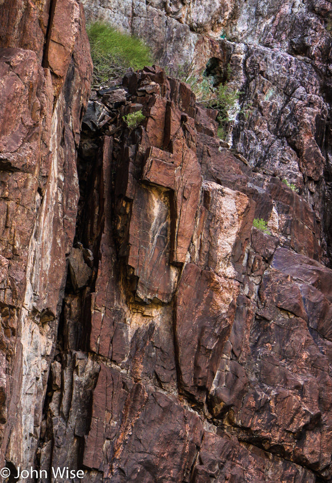 Rock formation next to the Colorado River in the Grand Canyon