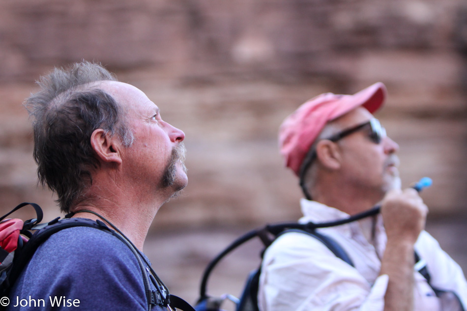 Jeffe Aronson and Rondo Buechler on the Monument Trail in the Grand Canyon