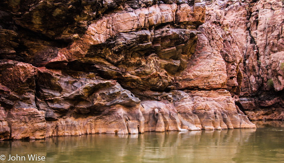 Rock formation next to the Colorado River in the Grand Canyon