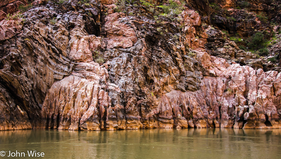 Rock formation next to the Colorado River in the Grand Canyon