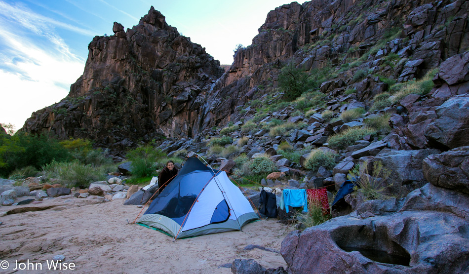 Caroline Wise at the Ross Wheeler Camp on the Colorado River in the Grand Canyon