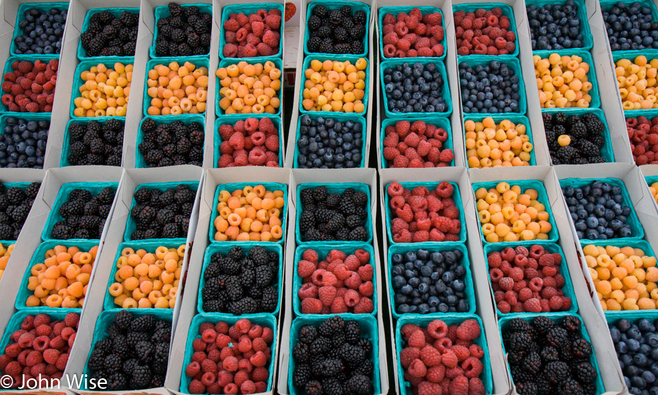 Berries from the farmers market in Goleta, California