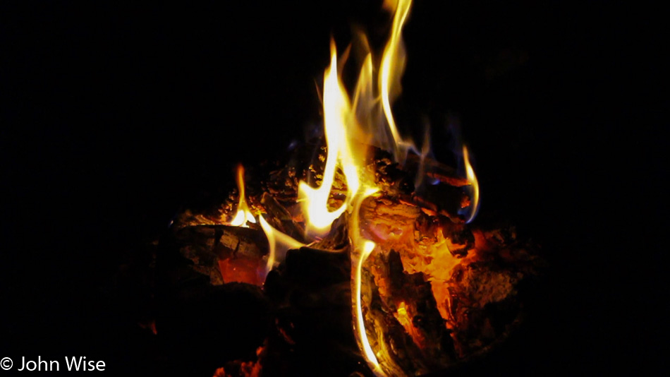 Campfire on the Colorado River in the Grand Canyon