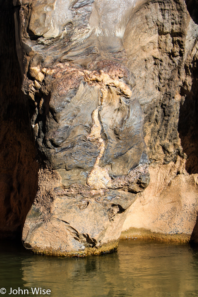 Rock formation next to the Colorado River in the Grand Canyon