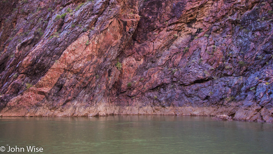 Rock formation next to the Colorado River in the Grand Canyon