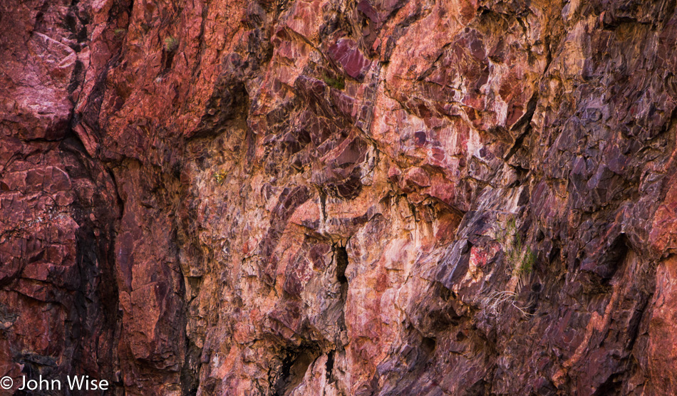 Rock formation next to the Colorado River in the Grand Canyon