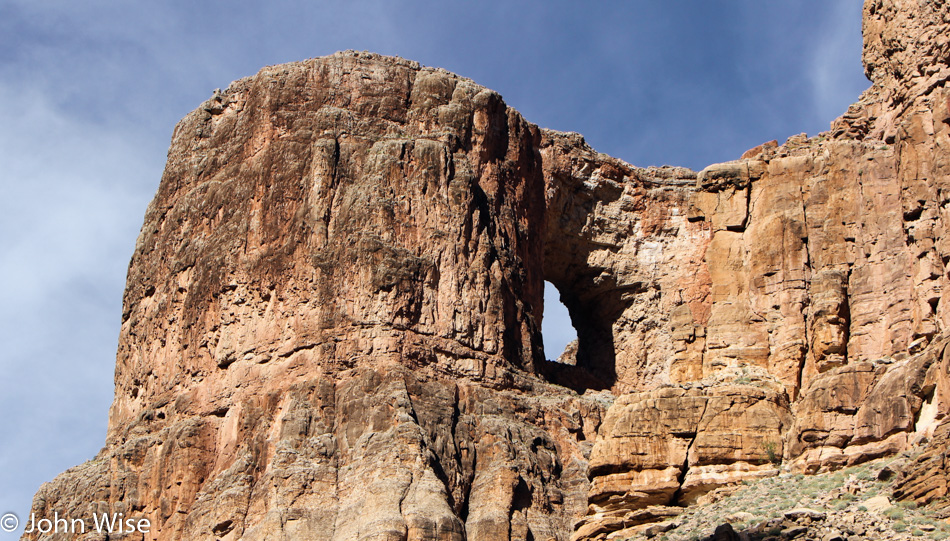 Rock formation next to the Colorado River in the Grand Canyon