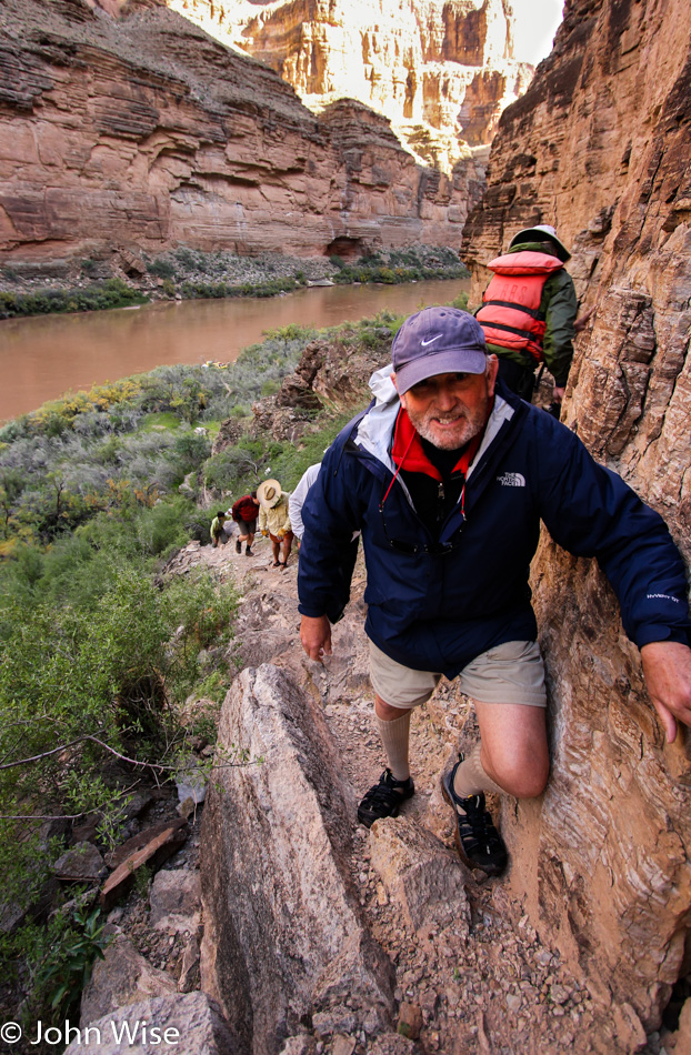 Negotiating a small trail off the Colorado River in the Grand Canyon