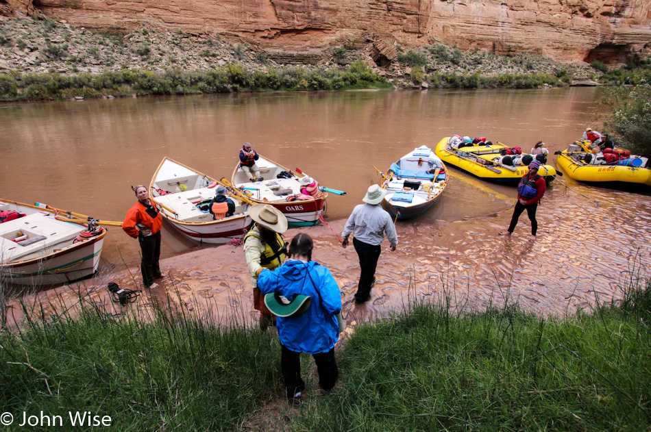 Negotiating a small trail off the Colorado River in the Grand Canyon