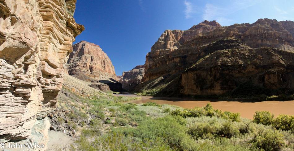 On a trail next to the Colorado River in the Grand Canyon