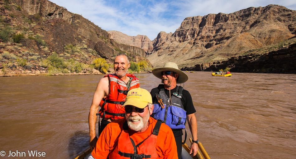 Sarge, First Light, and Jeffe on the Colorado River in the Grand Canyon