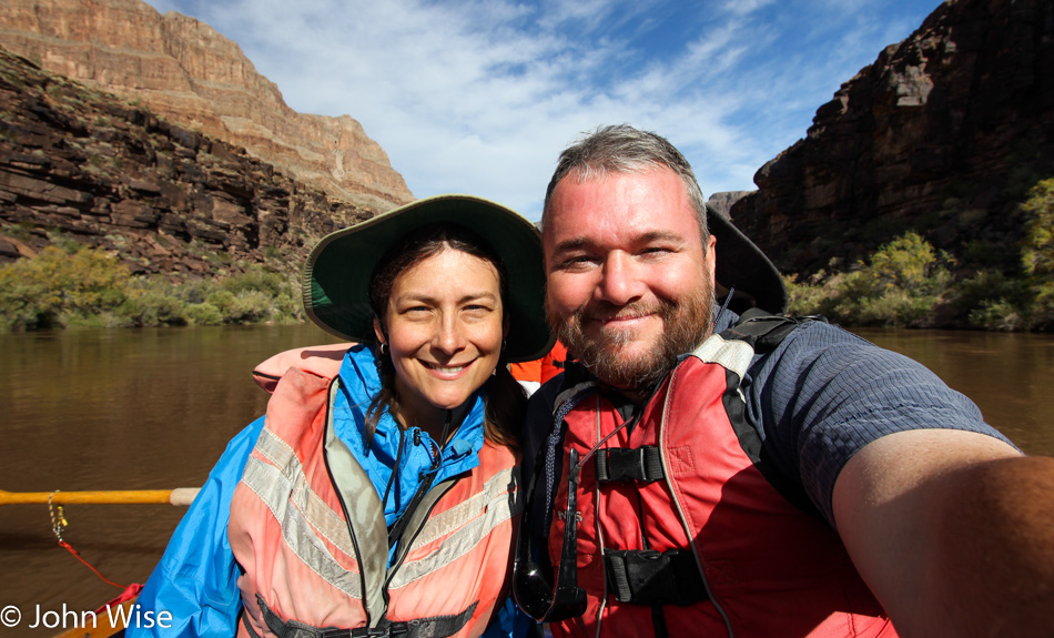 Caroline Wise and John Wise on the Colorado River in the Grand Canyon
