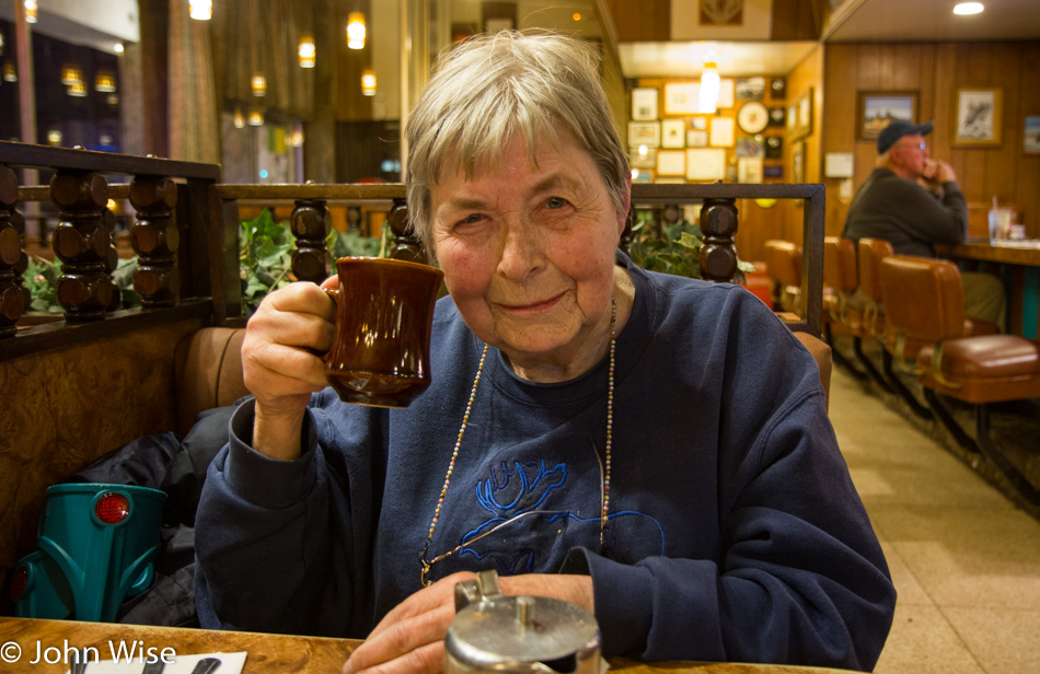 Jutta Engelhardt at El Camino Family Restaurant in Socorro, New Mexico