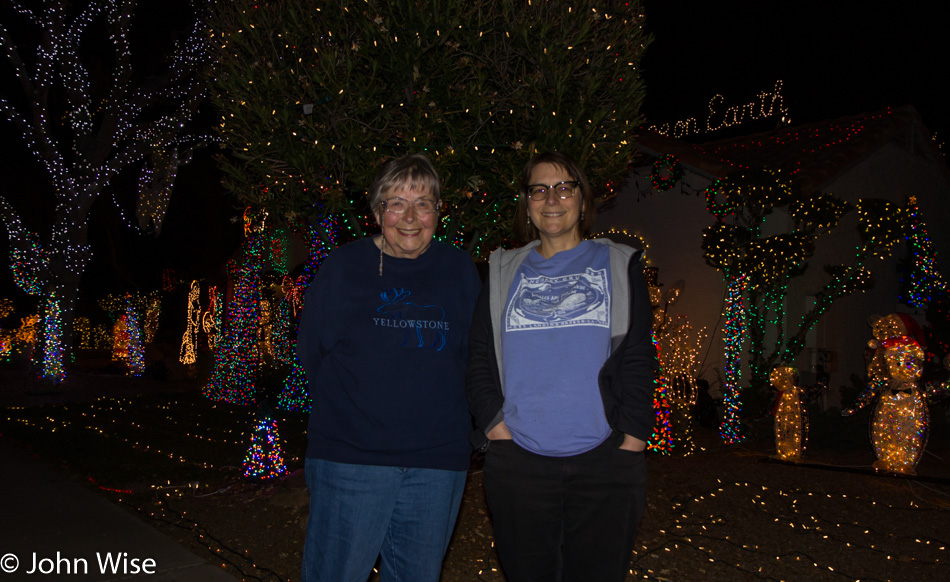 Jutta Engelhardt and Caroline Wise looking at Christmas Lights in Phoenix, Arizona