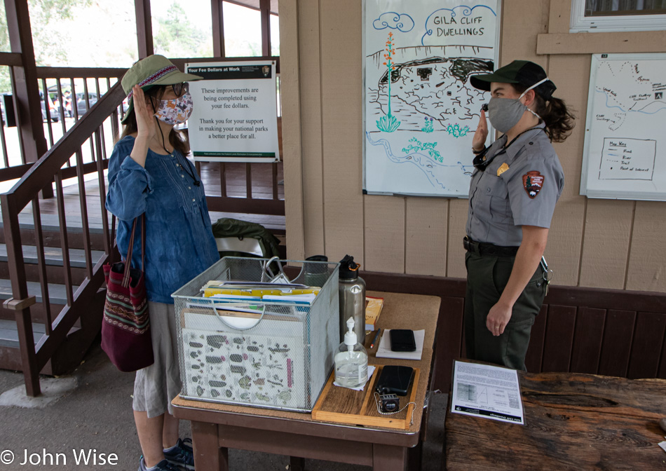 Caroline Wise at Gila Cliff Dwellings National Monument in New Mexico