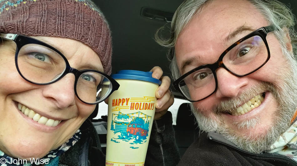 Caroline Wise and John Wise at Dutch Bros. in Tillamook, Oregon