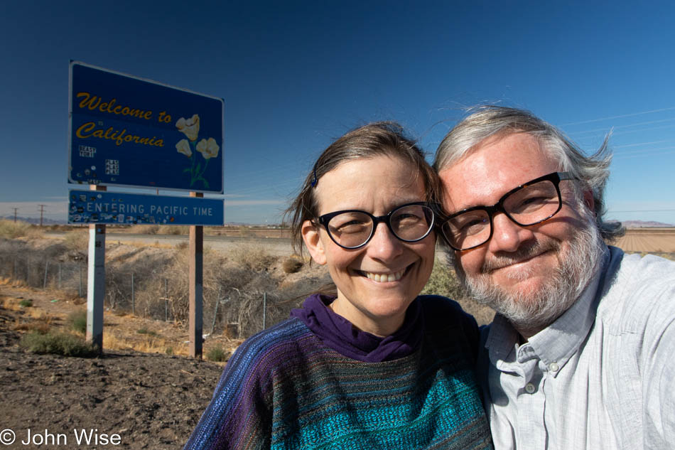 Caroline Wise and John Wise on the California border