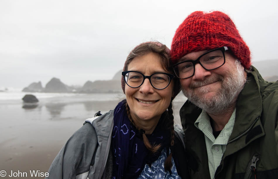 Caroline Wise and John Wise at Lone Ranch Beach north of Brookings, Oregon