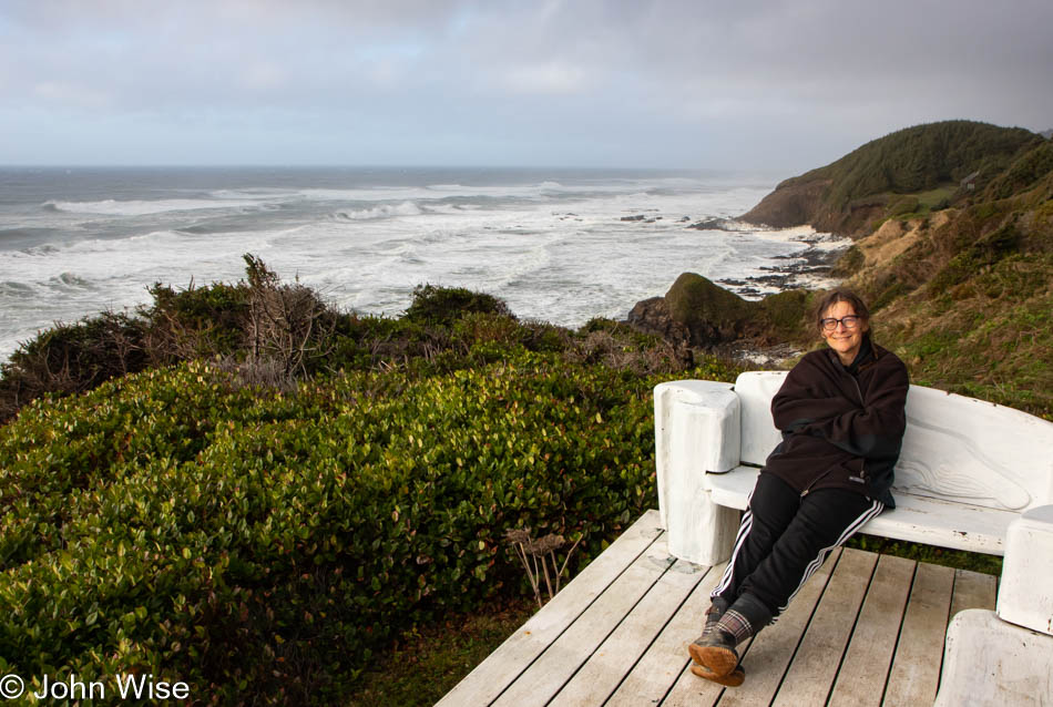 Caroline Wise at the Shags Nest at Ocean Haven south of Yachats, Oregon