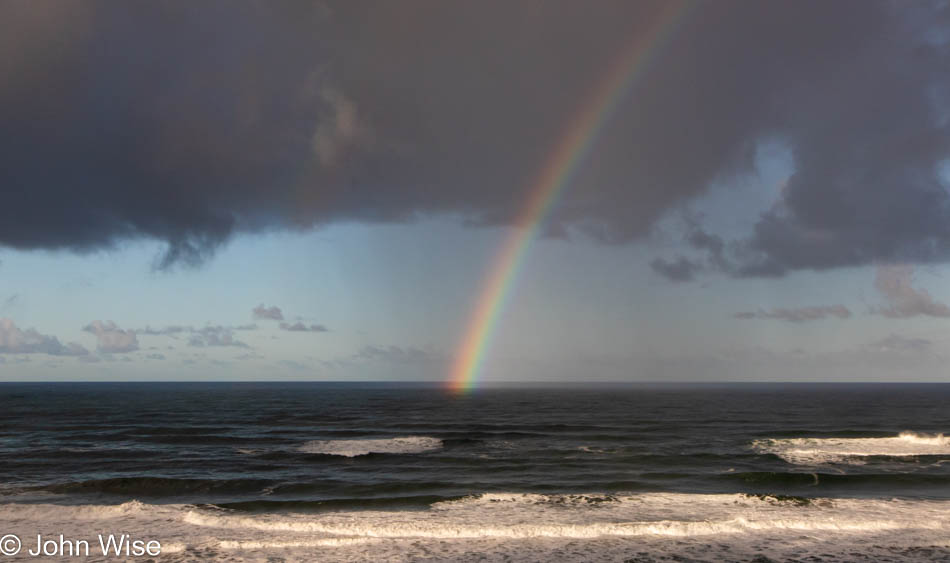 Rainbow in front of Ocean Haven in Yachats, Oregon