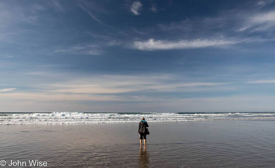 Caroline Wise at Driftwood Beach State Recreation Site in Seal Rock, Oregon