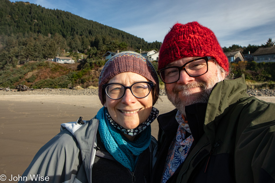 Caroline Wise and John Wise on Manzanita Beach in Oregon