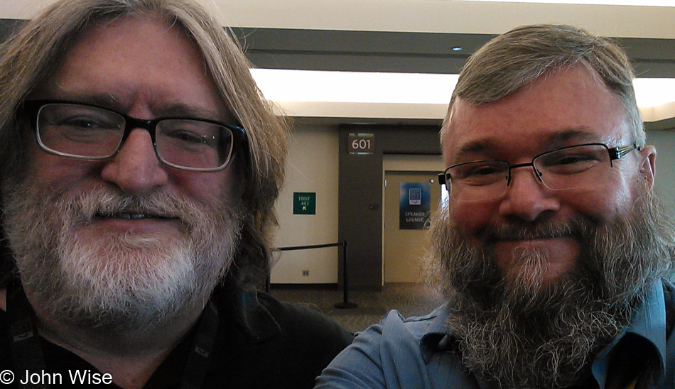 Gabe Newell and John Wise at Steam Dev Days 2014