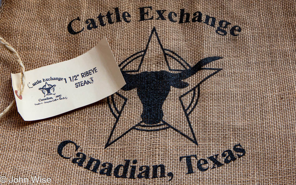 Cattle Exchange burlap bag from Canadian, Texas