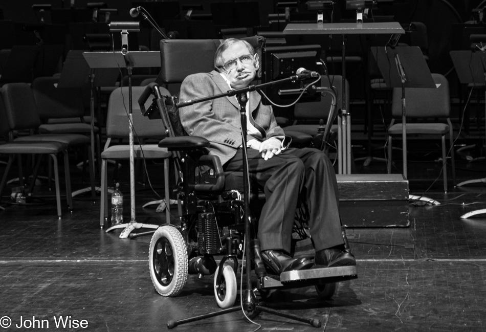 Professor Stephen Hawking at Gammage Auditorium in Tempe during the Origins Science Festival