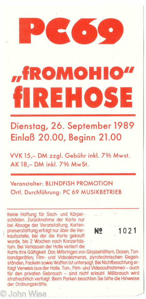 Firehose 26 September 1989 at PC69 in Bielefeld, Germany