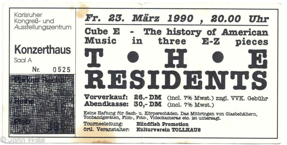 The Residents 23 March 1990 in Karlsruhe, Germany