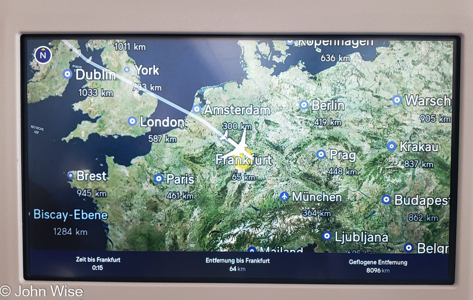 About to land in Frankfurt Germany