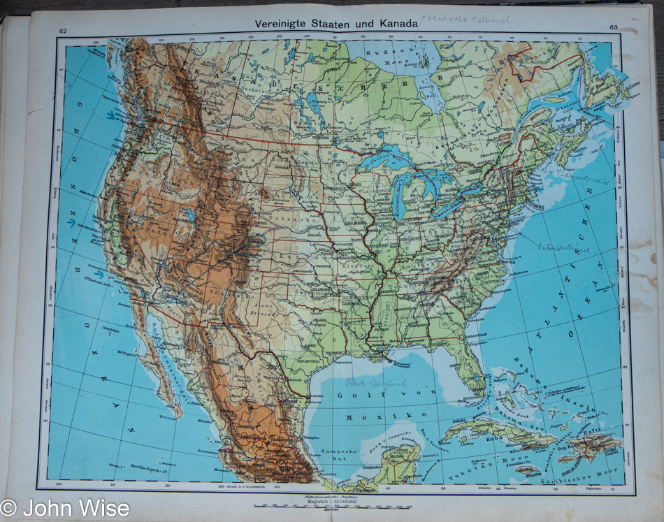 Schulatlas from 1927 with U.S. Map - Printed in Germany