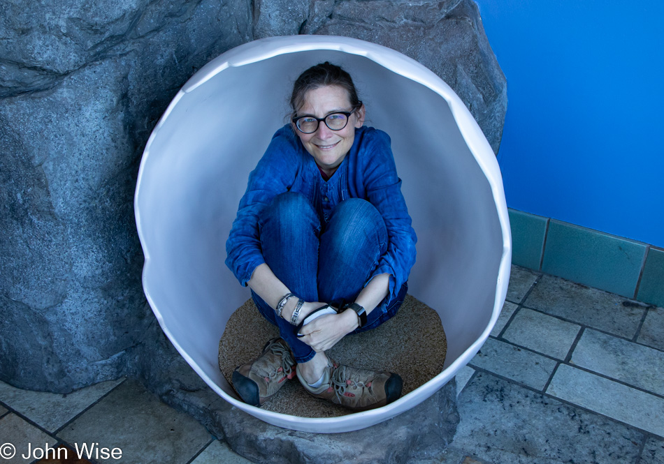 Caroline Wise at the Monterey Bay Aquarium in Monterey Bay, California