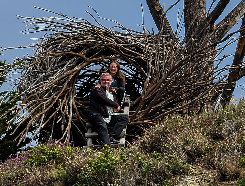 John Wise and Caroline Wise at the Human Nest at Treebones Resort in Big Sur, California