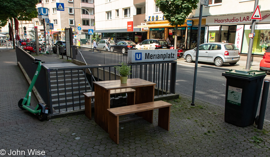 Tram Stop on Bergerstrasse in Frankfurt, Germany