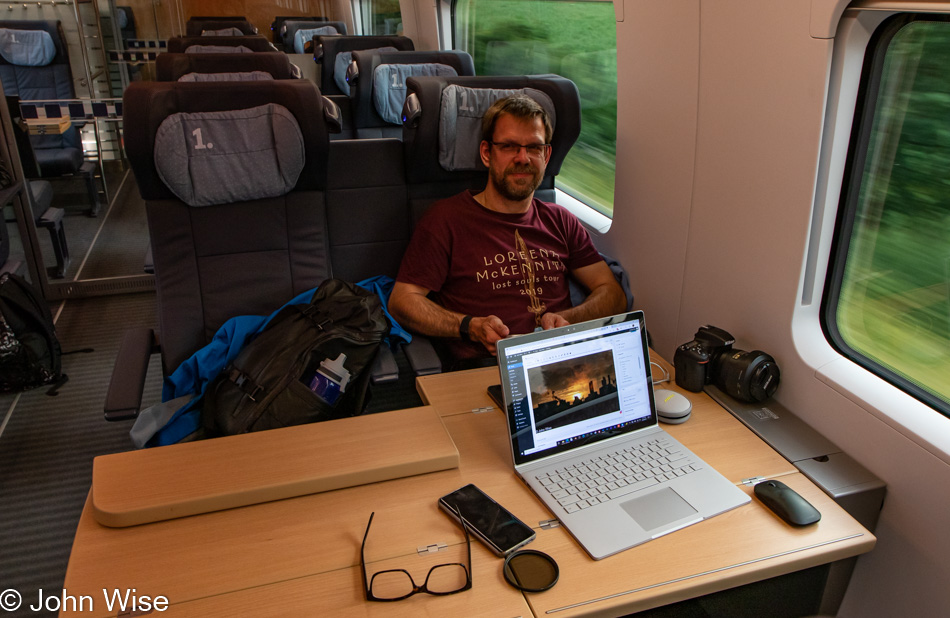 Klaus Engelhardt on the train to Frankfurt, Germany