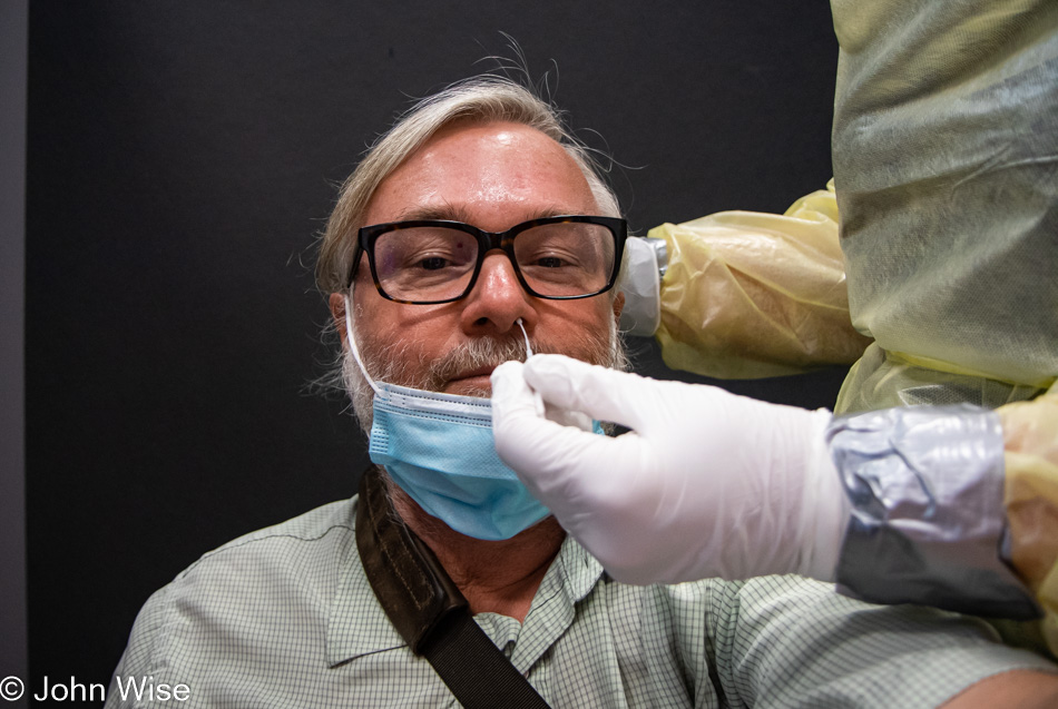John Wise getting Coronavirus test in Frankfurt, Germany