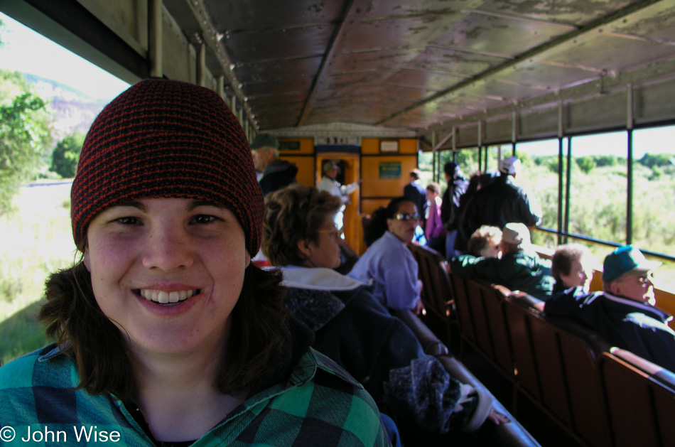 Jessica Wise on the Durango Silverton Steam Train in Southwest Colorado