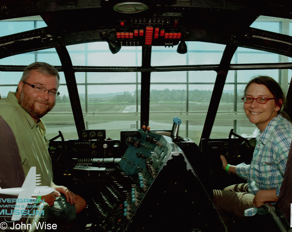 John Wise and Caroline at the Spruce Goose in the Evergreen Aviation & Space Museum in McMinnville, Oregon