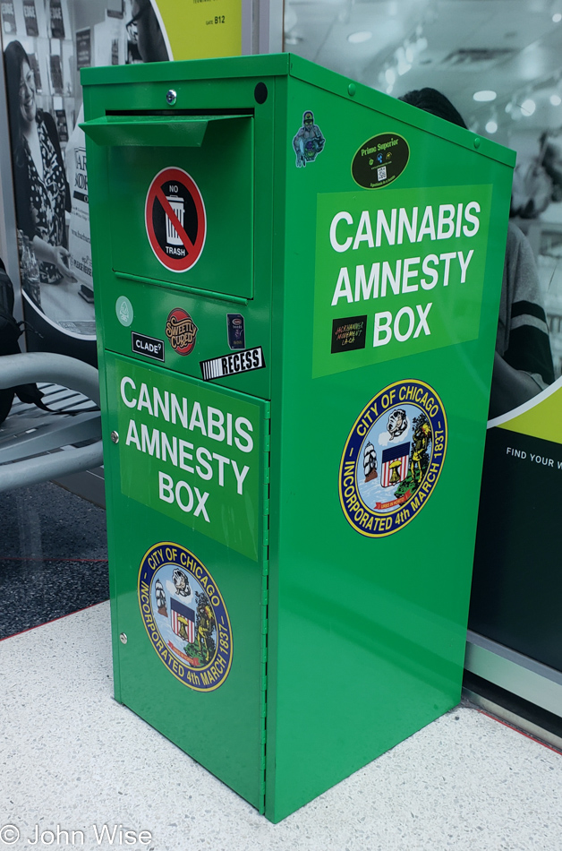 Cannabis Amnesty Box O'hare International Airport in Chicago, Illinois