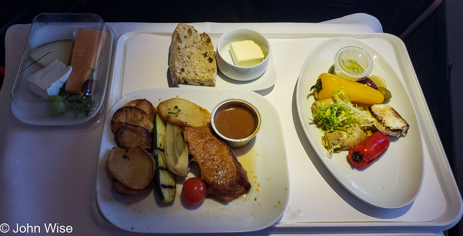 Business class meal on Lufthansa flight