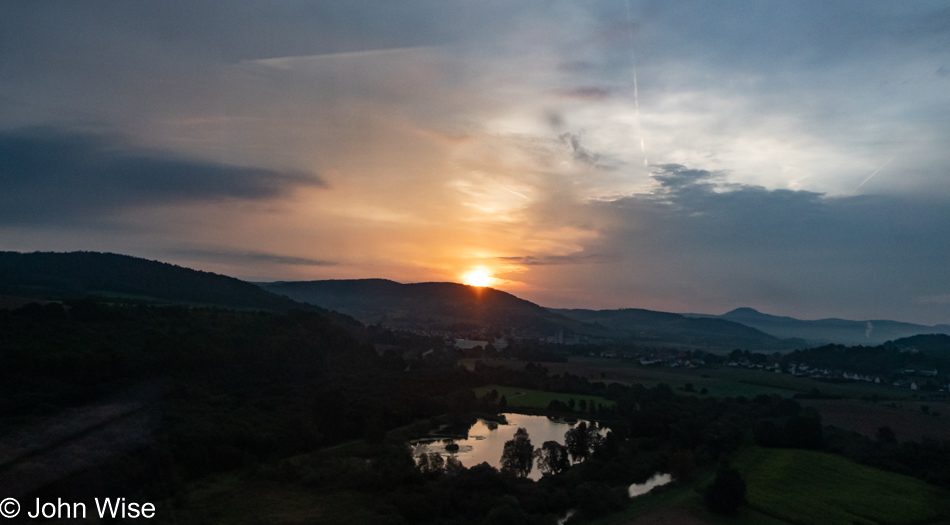 Sunrise over German countryside on way to Berlin